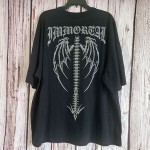 GSTR T-Shirt Black 3XL Immortal 100% Cotton Skeleton Puff Print Men